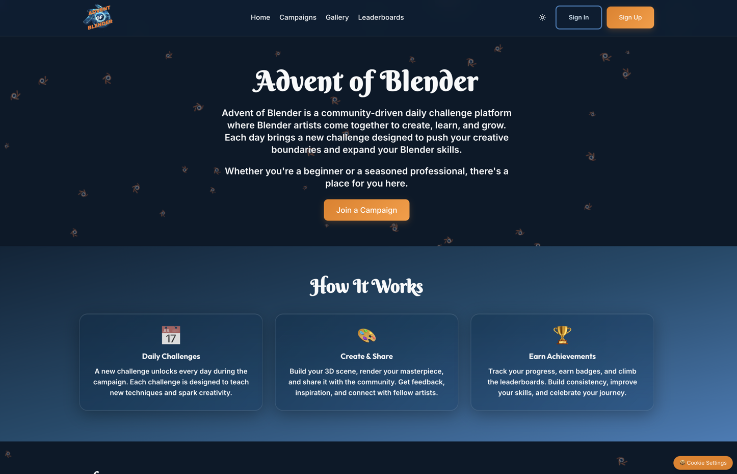 Screenshot of Advent of Blender