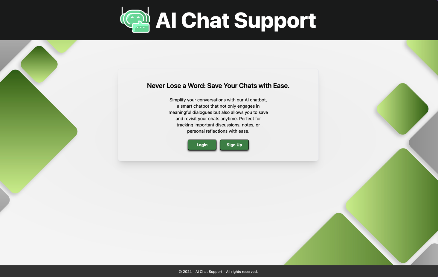 Screenshot of AI Chat Support