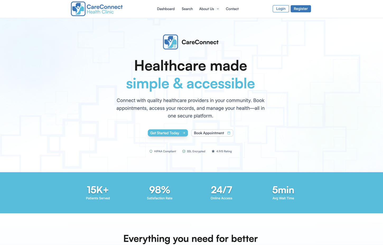 Screenshot of Care Connect